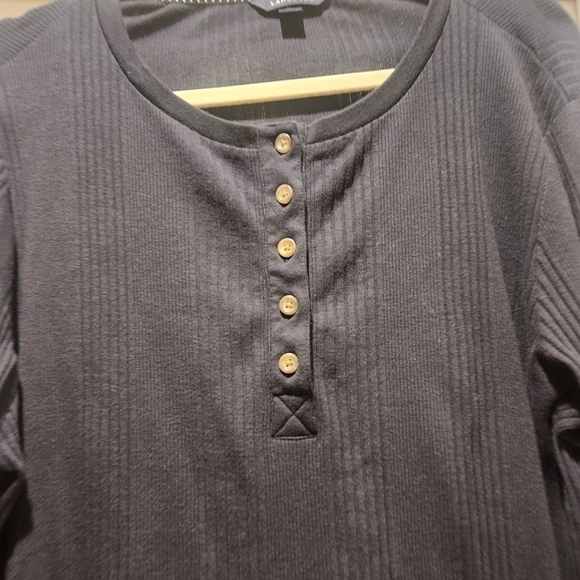 Lands End knitted ribbed popover Henley Navy blue Womens size Extra Large - Picture 7 of 9